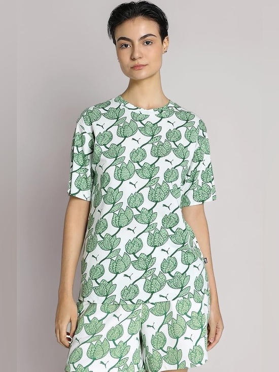 Puma Tops - Puma Women’s ESS+ Blossom AOP Lounge Set Archive Green Size S Shorts & T-shirt